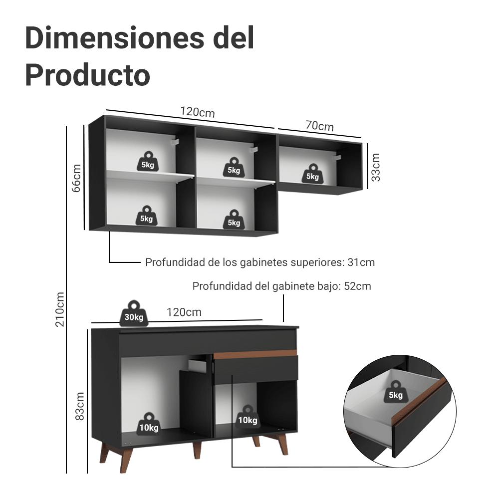 MUEBLE DE COCINA INTEGRAL REIMS 190 CM CON ENCIMERA - 4