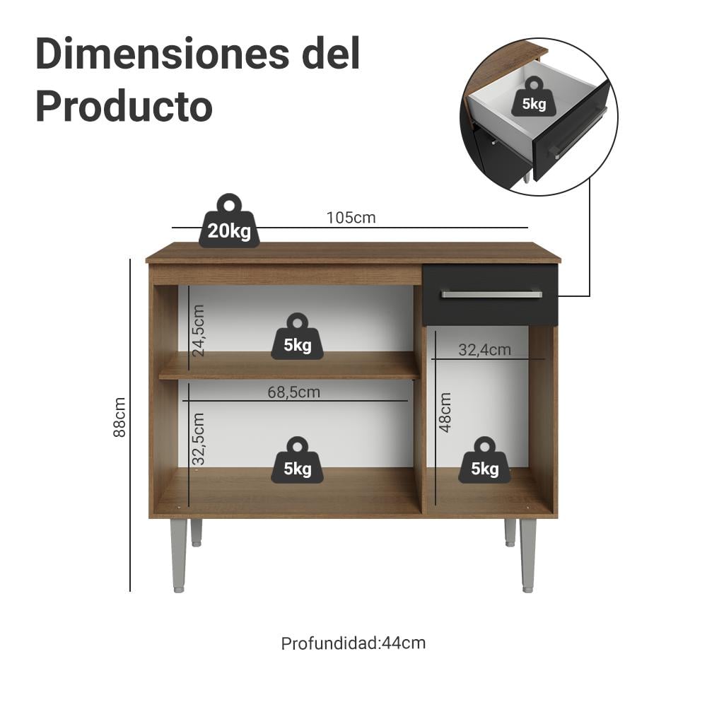 BUFFET APARADOR VAJILLERO MADESA 105 CM - 3
