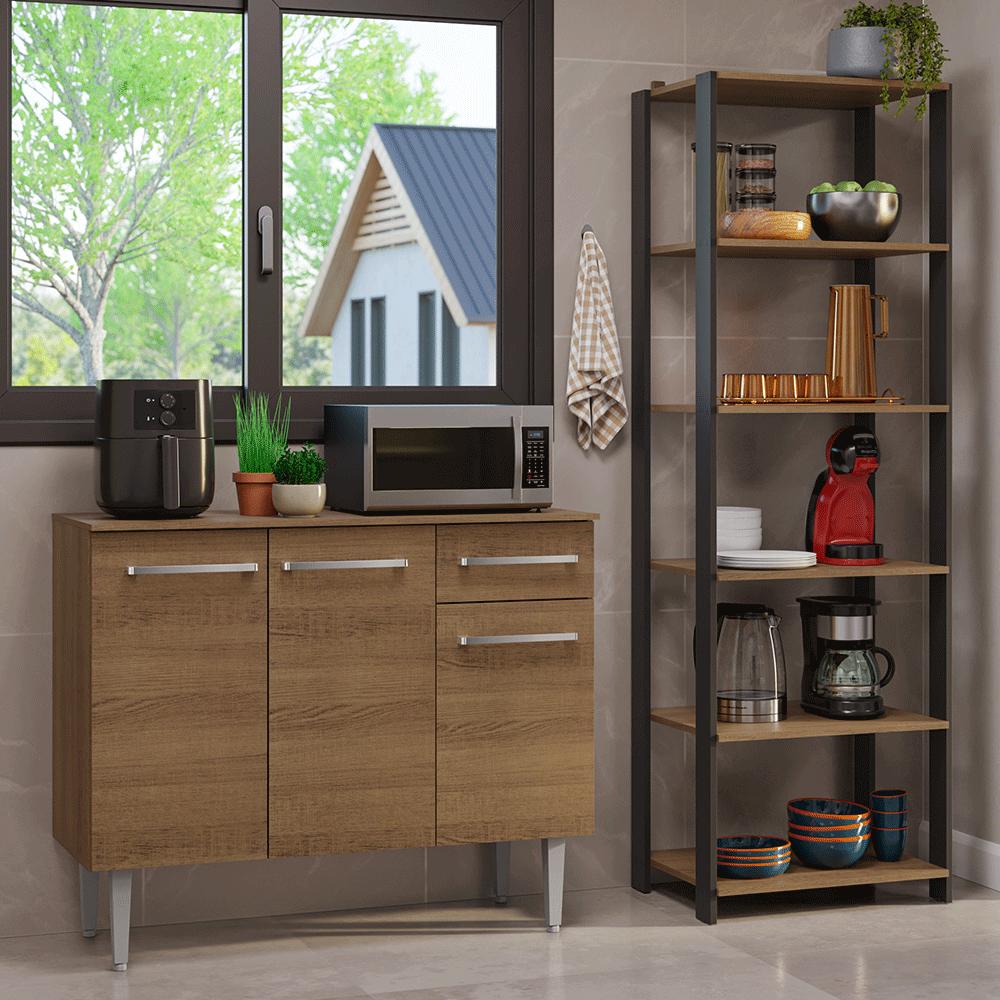 KIT MUEBLE DE COCINA 105 CM + ESTANTE MULTIUSO 5 NIVELES - 1