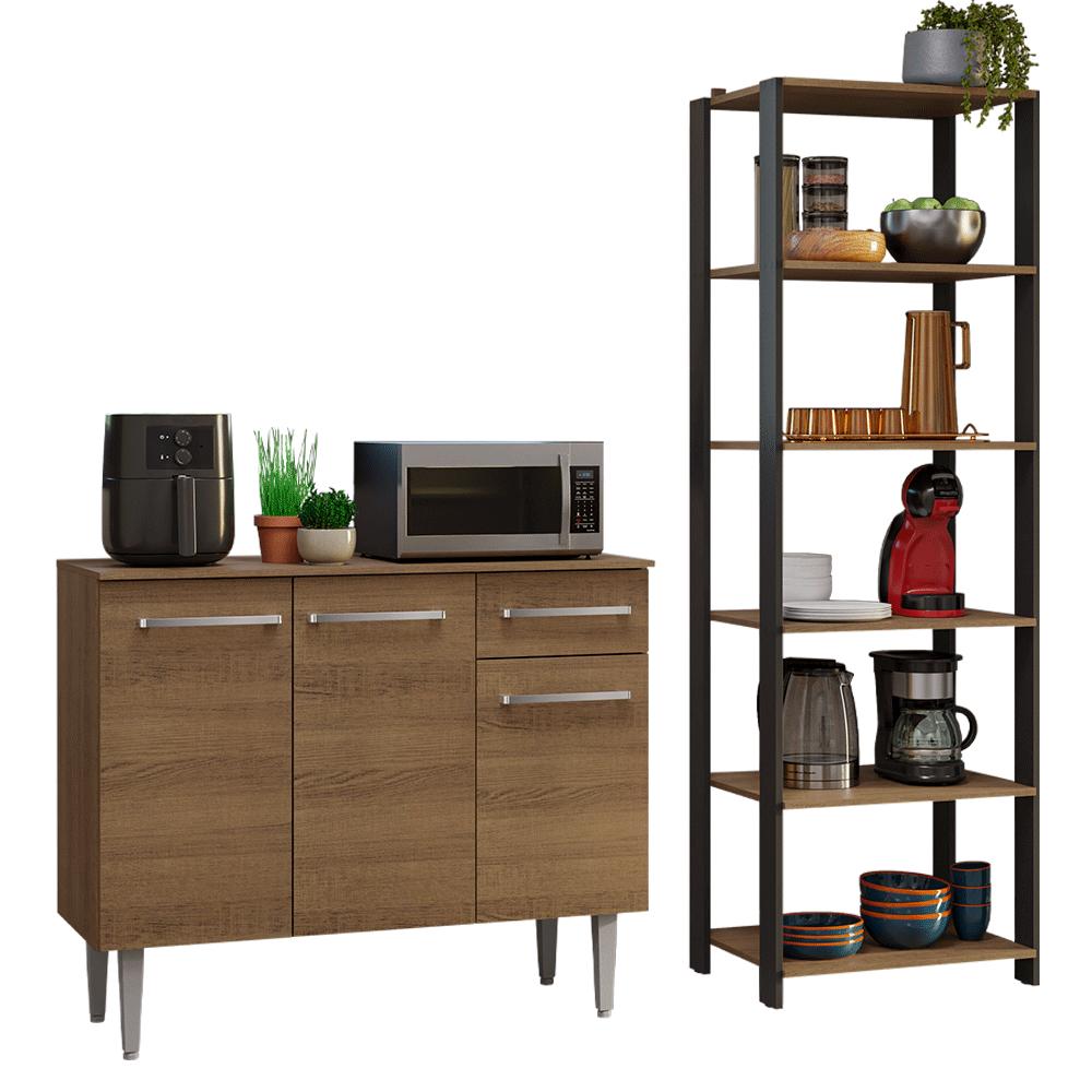 KIT MUEBLE DE COCINA 105 CM + ESTANTE MULTIUSO 5 NIVELES - 2