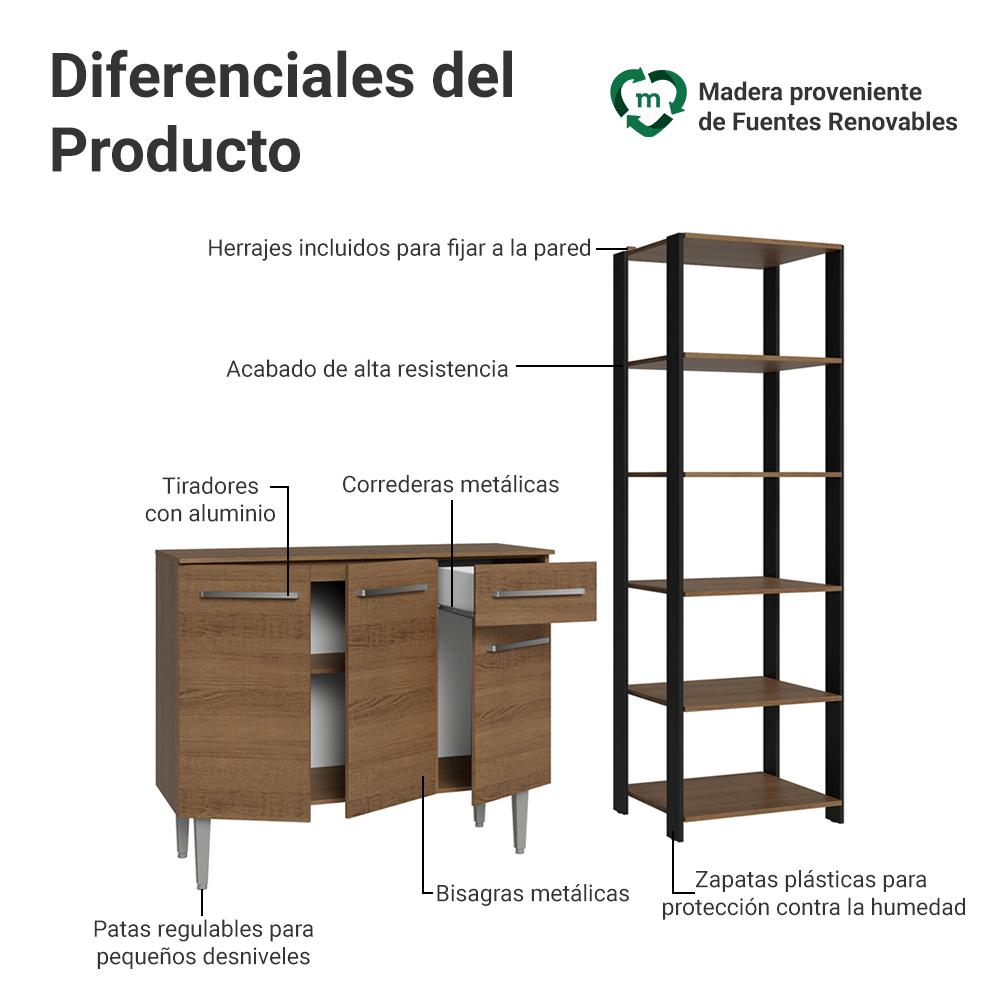 KIT MUEBLE DE COCINA 105 CM + ESTANTE MULTIUSO 5 NIVELES - 4