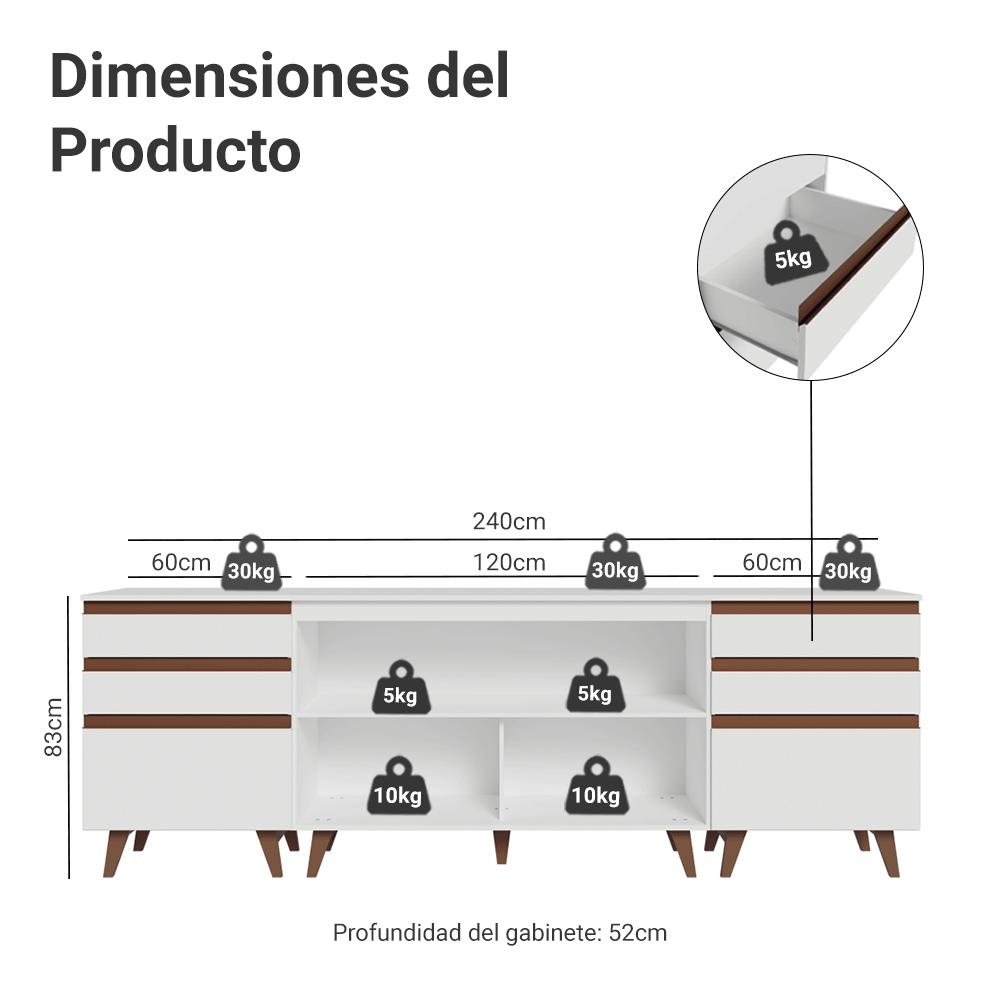 KIT 3 MUEBLES DE COCINA REIMS 240 CM CON ENCIMERA - 3