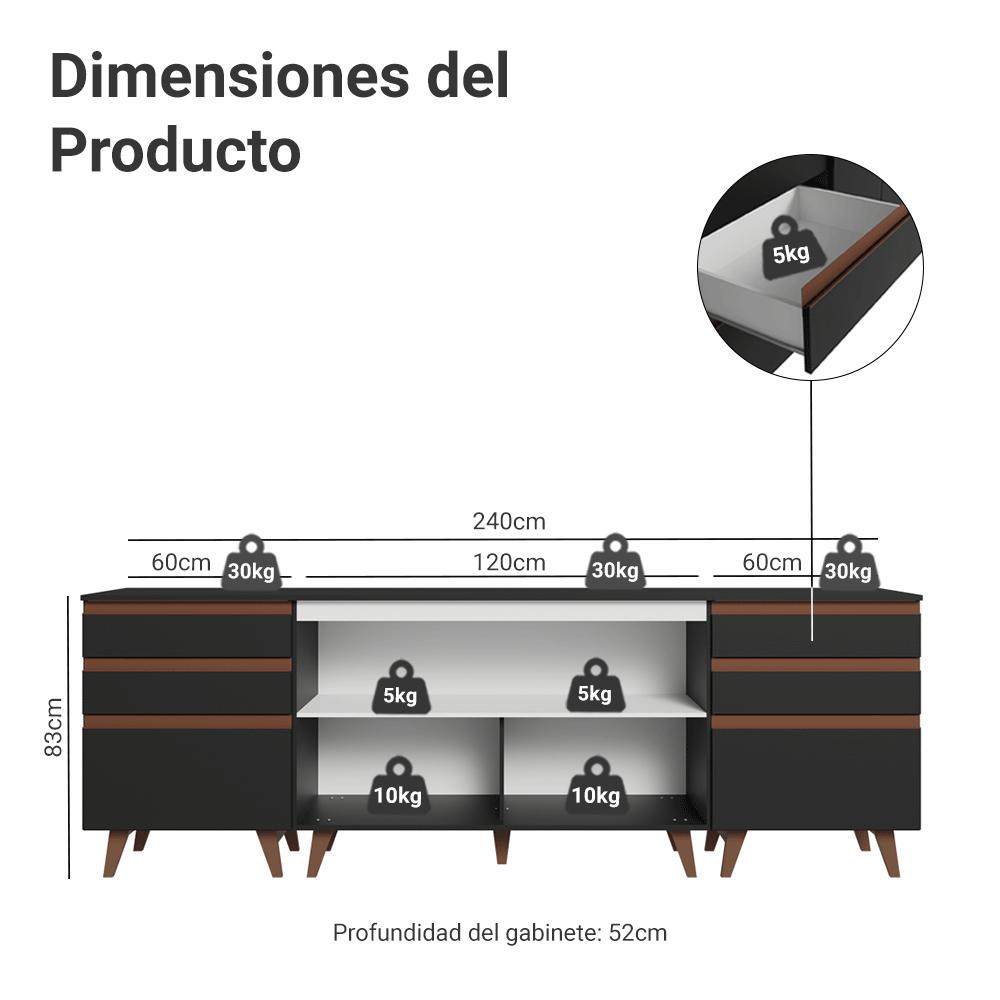 KIT 3 MUEBLES DE COCINA REIMS 240 CM CON ENCIMERA - 3