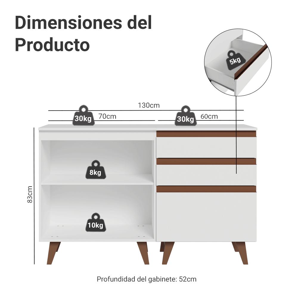 KIT 2 MUEBLES DE COCINA REIMS 130 CM CON ENCIMERA - 3