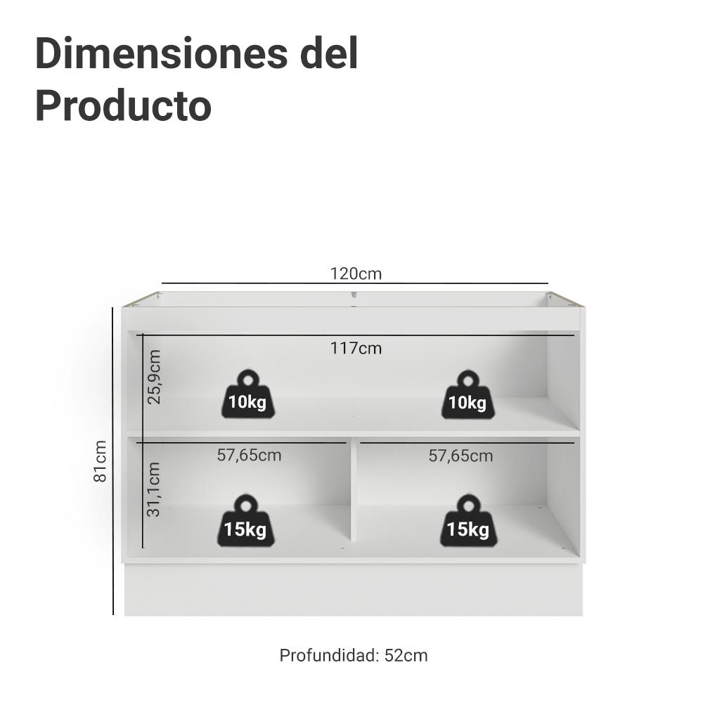 MUEBLE DE COCINA VIK 120 CM - MUEBLE PARA LAVADERO 2 PUERTAS - 2