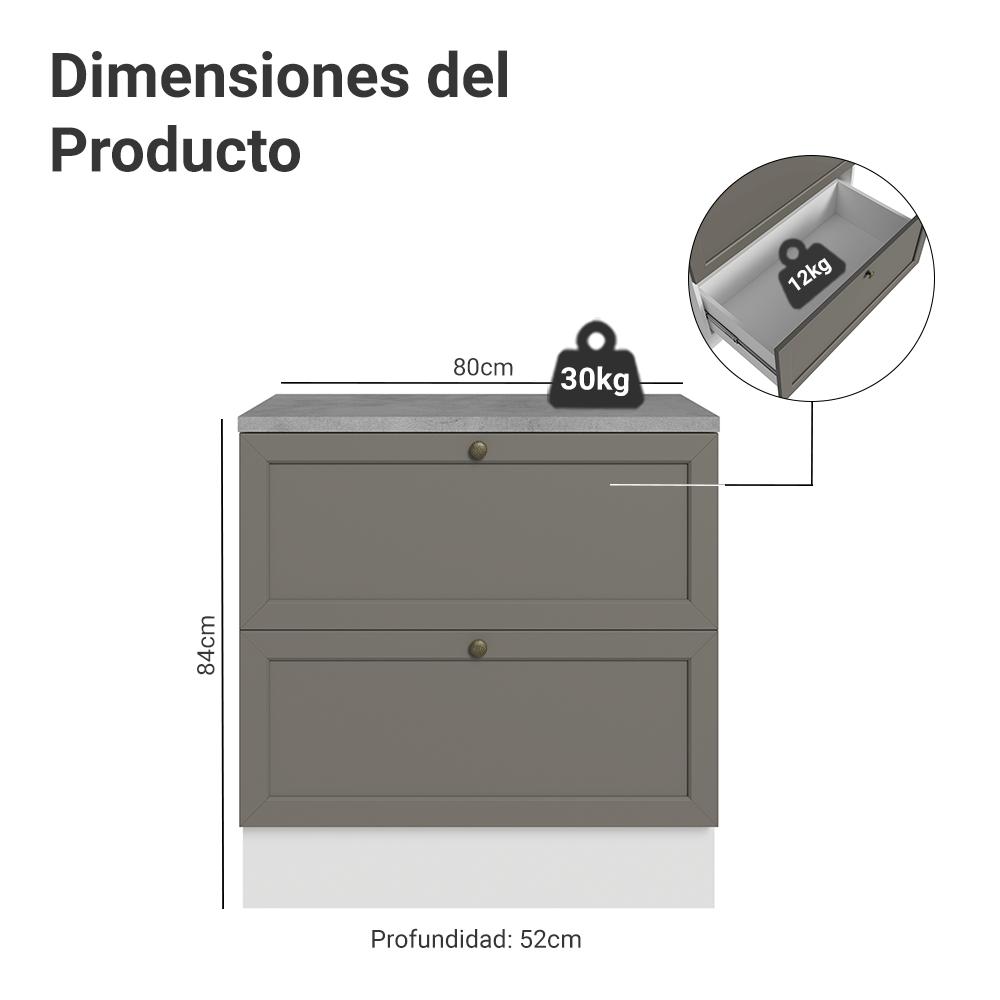 MUEBLE DE COCINA VIK 80 CM 2 CAJONES - 2