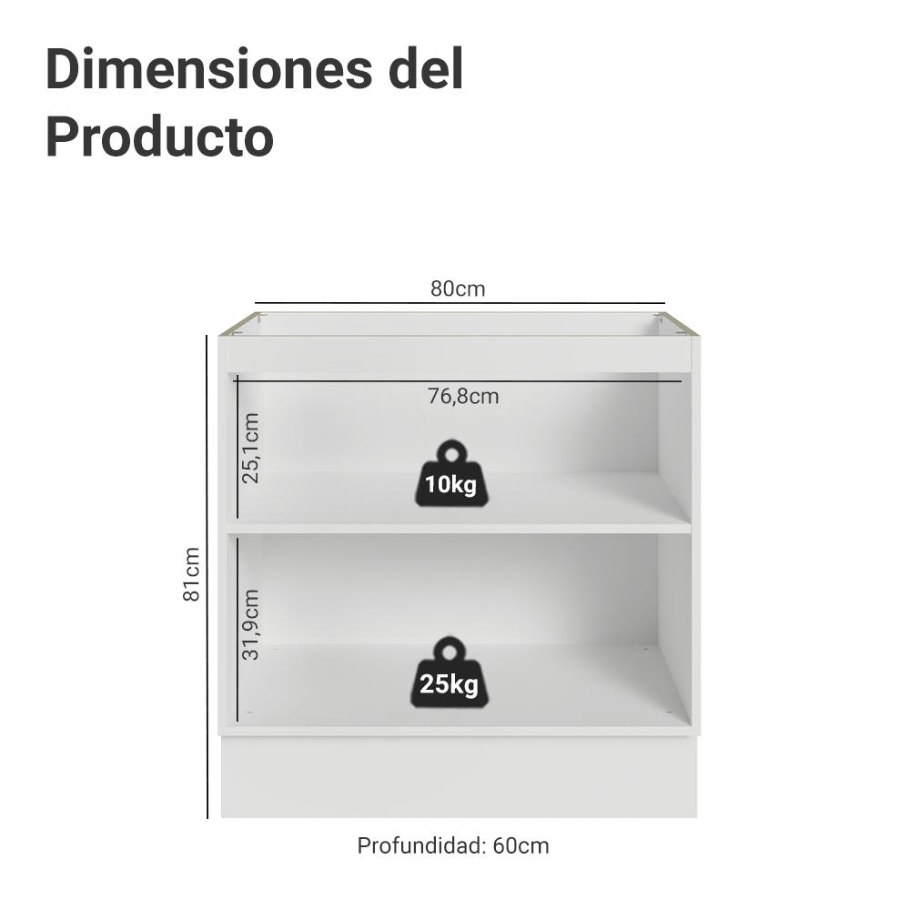 MUEBLE DE COCINA VIK 80 CM X 60 CM 2 PUERTAS SIN ENCIMERA - 2