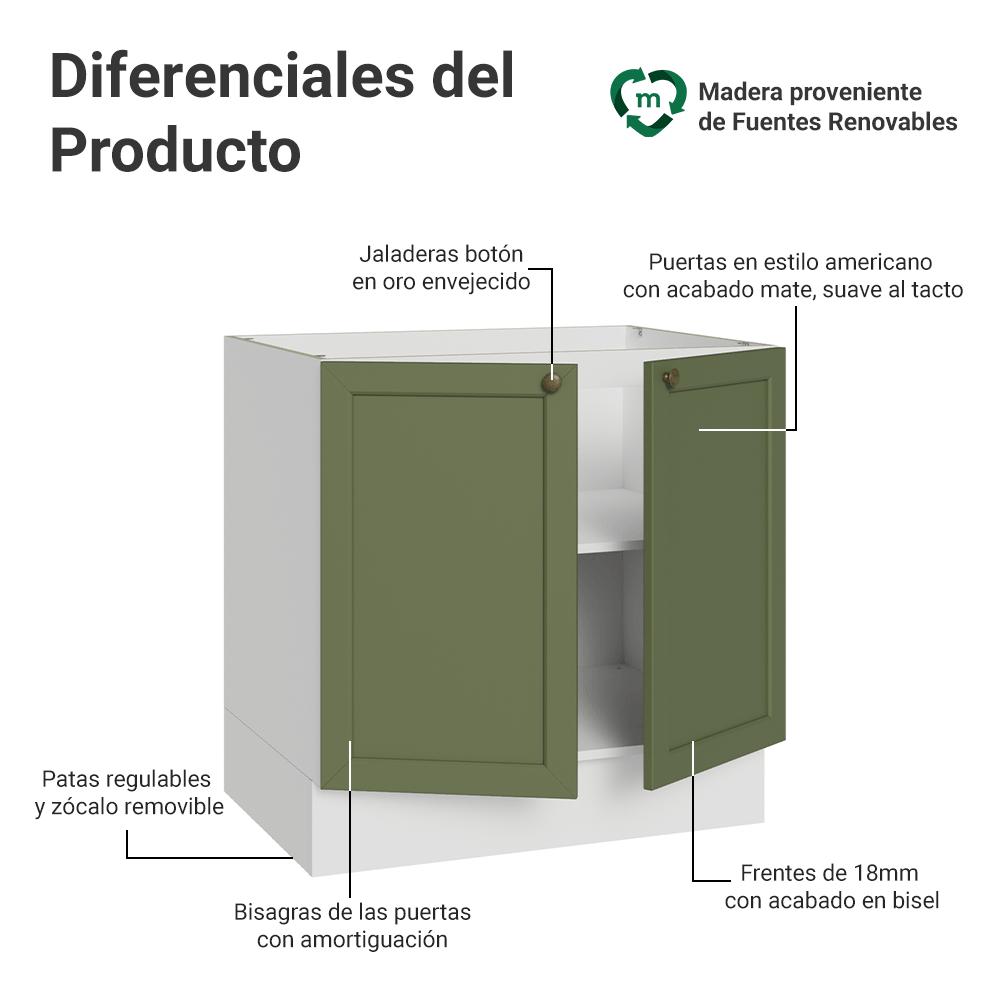 MUEBLE DE COCINA VIK 80 CM X 60 CM 2 PUERTAS SIN ENCIMERA - 3