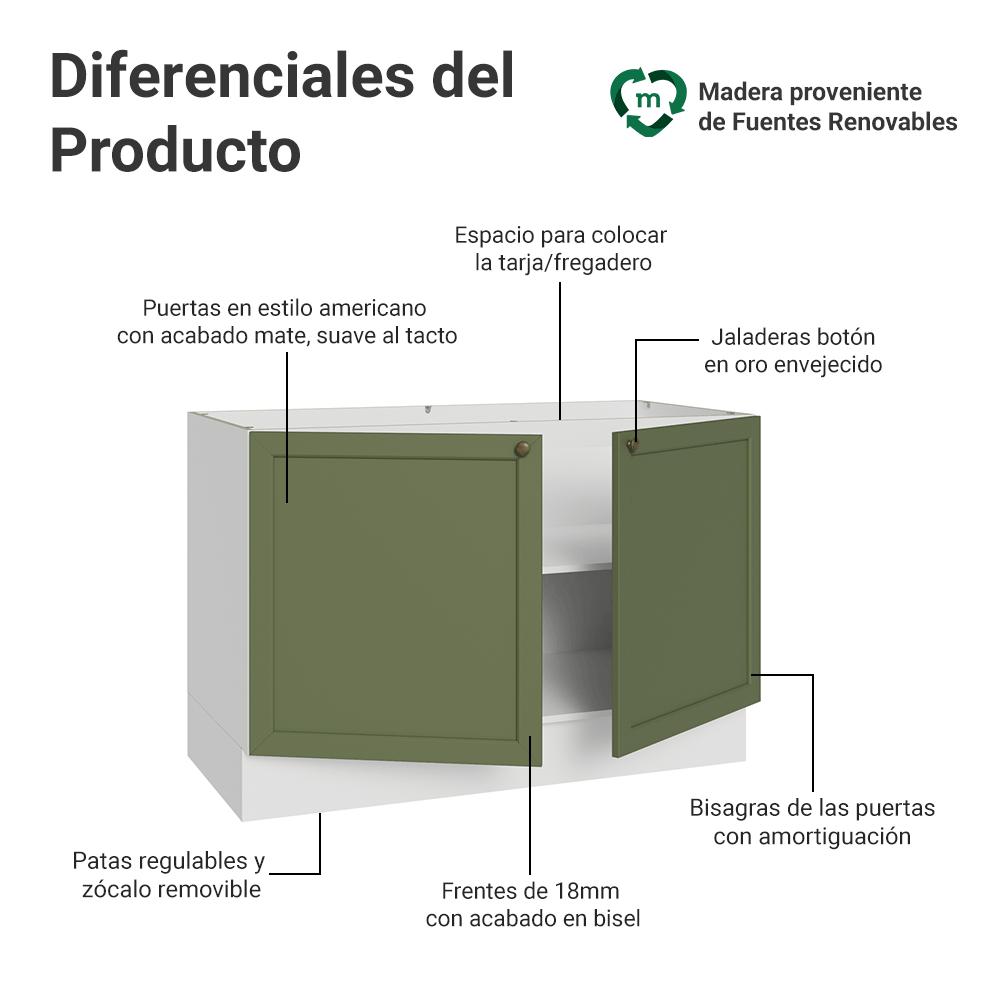 MUEBLE DE COCINA VIK 120 CM - MUEBLE PARA LAVADERO 2 PUERTAS - 3