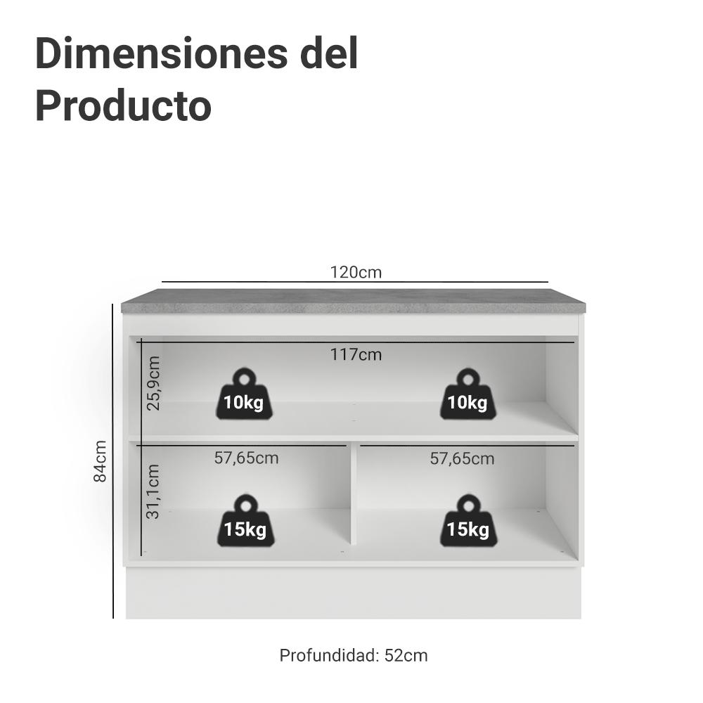 MUEBLE DE COCINA VIK 120 CM - MUEBLE CON ENCIMERA - 2