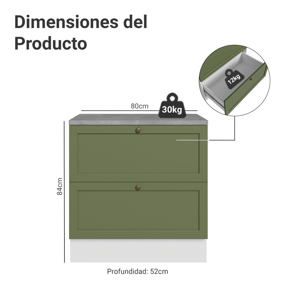 MUEBLE DE COCINA VIK 80 CM 2 CAJONES - 2