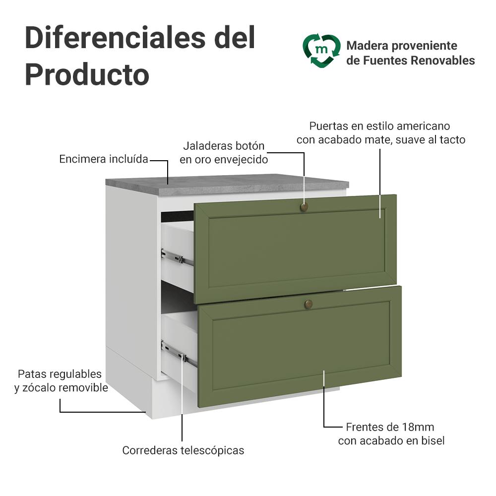 MUEBLE DE COCINA VIK 80 CM 2 CAJONES - 3