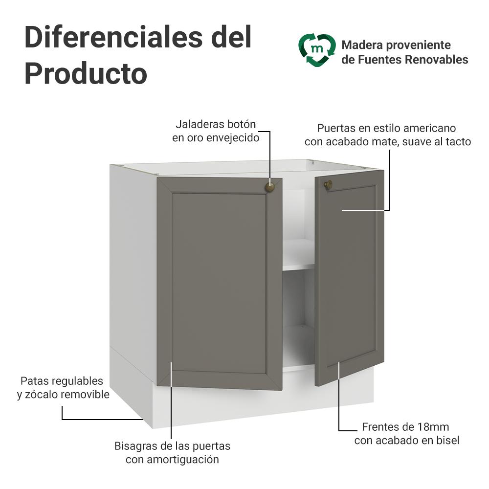 MUEBLE DE COCINA VIK 80 CM X 60 CM 2 PUERTAS SIN ENCIMERA - 3