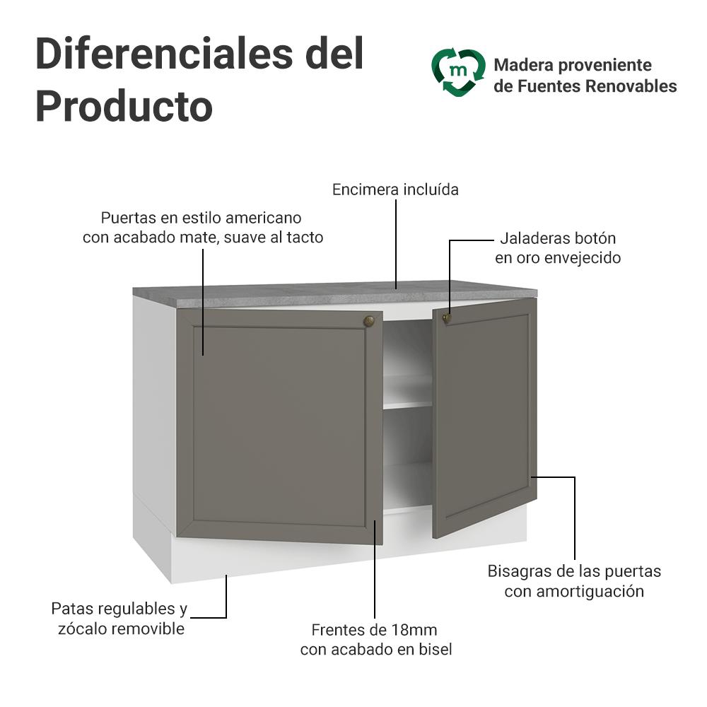 MUEBLE DE COCINA VIK 120 CM - MUEBLE CON ENCIMERA - 3