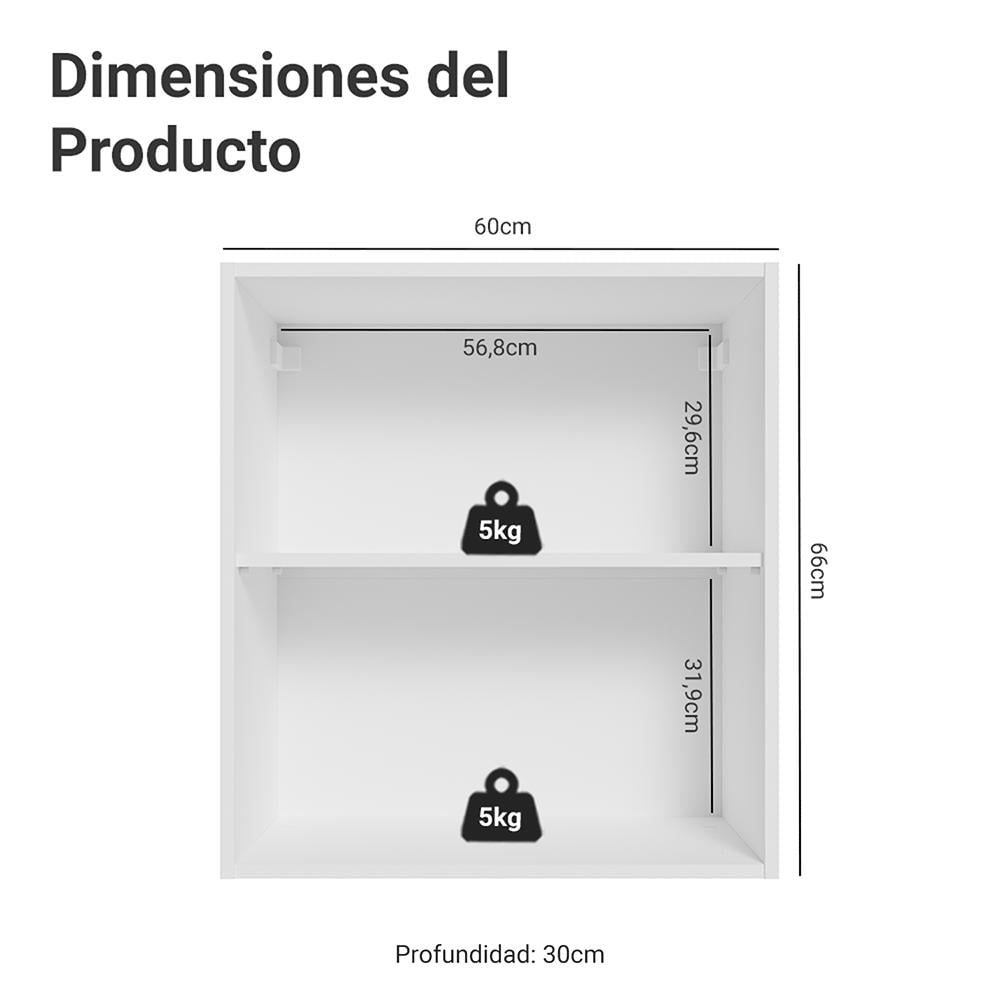 MUEBLE PARA DORMITORIO MADESA NEO 2 NICHOS ABIERTOS 60 CM - 2