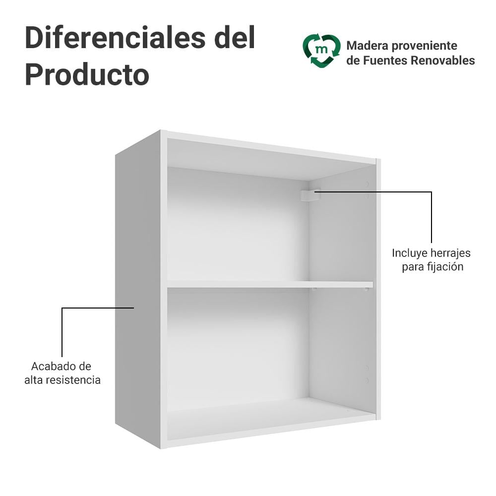 MUEBLE PARA DORMITORIO MADESA NEO 2 NICHOS ABIERTOS 60 CM - 3
