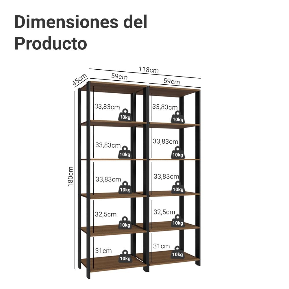 ARMARIO ESTANTE MULTIUSO MADESA CON 10 NIVELES 118 CM - 3