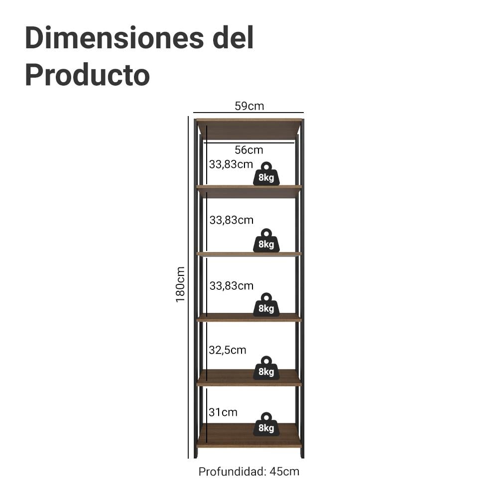 ARMARIO ESTANTE MULTIUSO PARA OFICINA CON 5 NIVELES 59 CM - 3