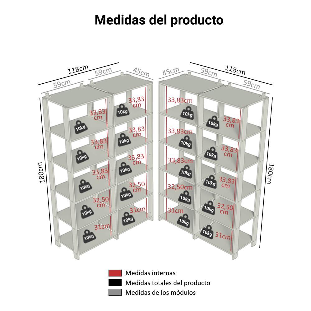 ESTANTE ORGANIZADOR MULTIUSO MADESA DE 20 REPISAS 236 CM - 3