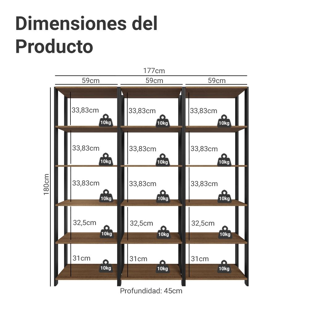 ESTANTE ORGANIZADOR MULTIUSO MADESA DE 15 REPISAS 177 CM - 3