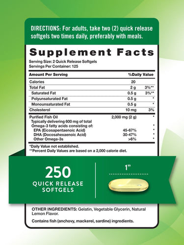 OMEGA 3 FISH OIL 2000 MG NATURE'S TRUTH | 250 CAPS - 2