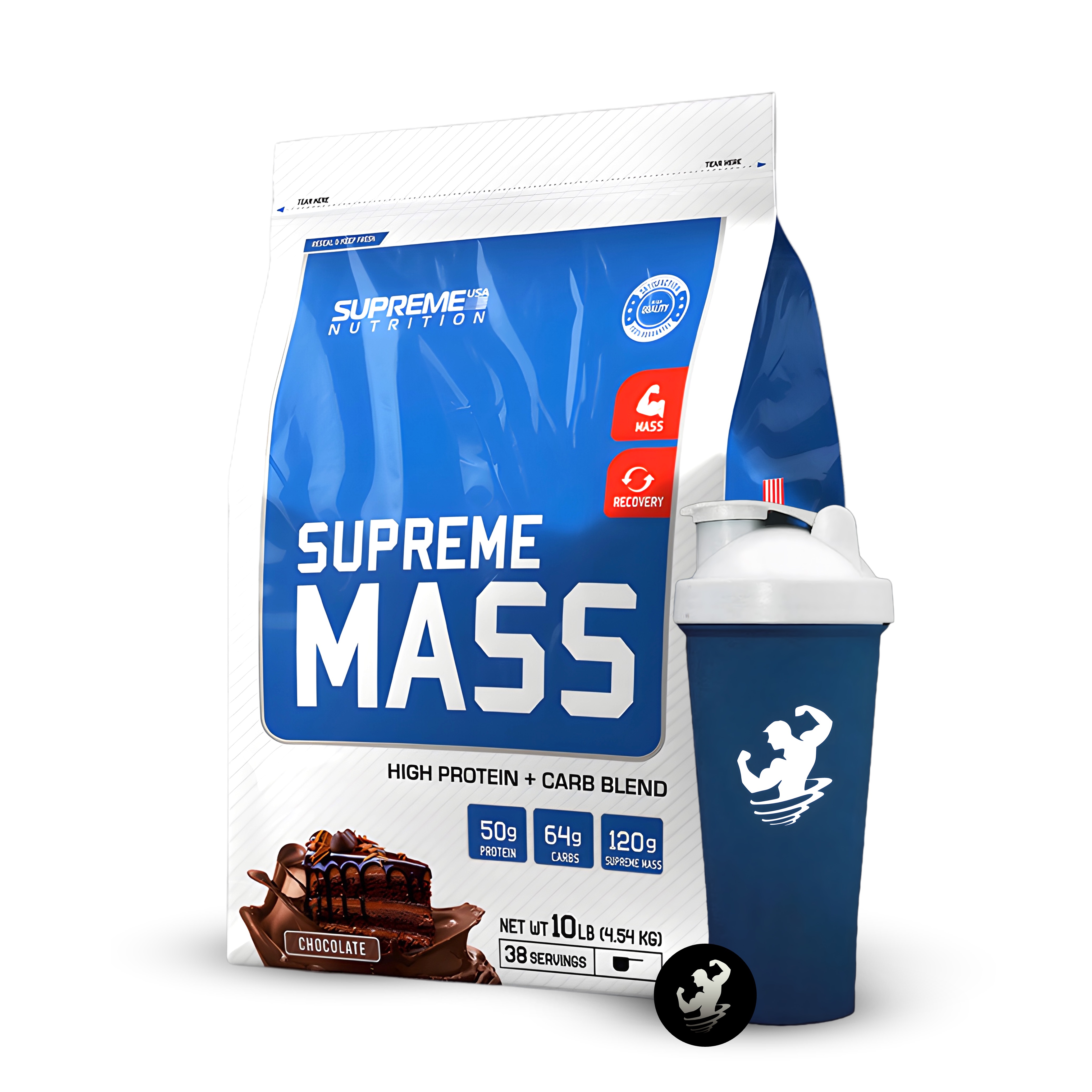 SUPREME NUTRITION | MASS 10 LB - CHOCOLATE + SHAKER - 1