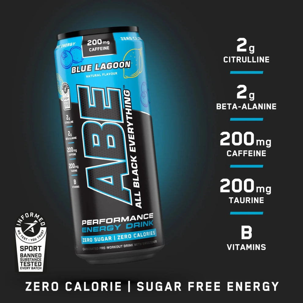 ABE ENERGY DRINK PRE ENTRENO APPLIED NUTRITION 330 ML | 12 UND - BLUE LAGOON - 2