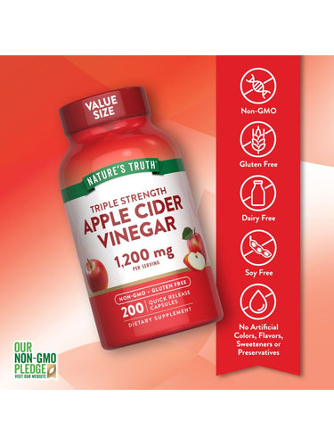 VINAGRE DE MANZANA 1200 MG NATURES TRUTH | 200 CAP - 3