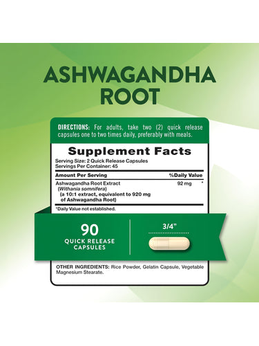 ASHWAGANDHA ROOT 920 MG NATURES TRUTH | 90 CAP - 2