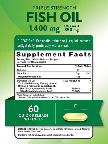OMEGA 3 TRIPLE STRENGTH FISH OIL 1400 MG NATURES TRUTH | 60 CAP - 2