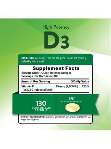 VITAMINA D3 1000 IU NATURES TRUTH | 130 TAB - 2