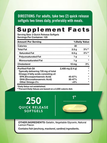 OMEGA 3 FISH OIL 2400 MG NATURES TRUTH | 250 CAP - 2