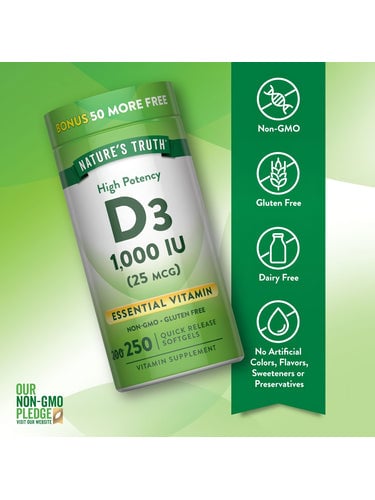 VITAMINA D3 1000 IU NATURES TRUTH | 250 TAB - 3