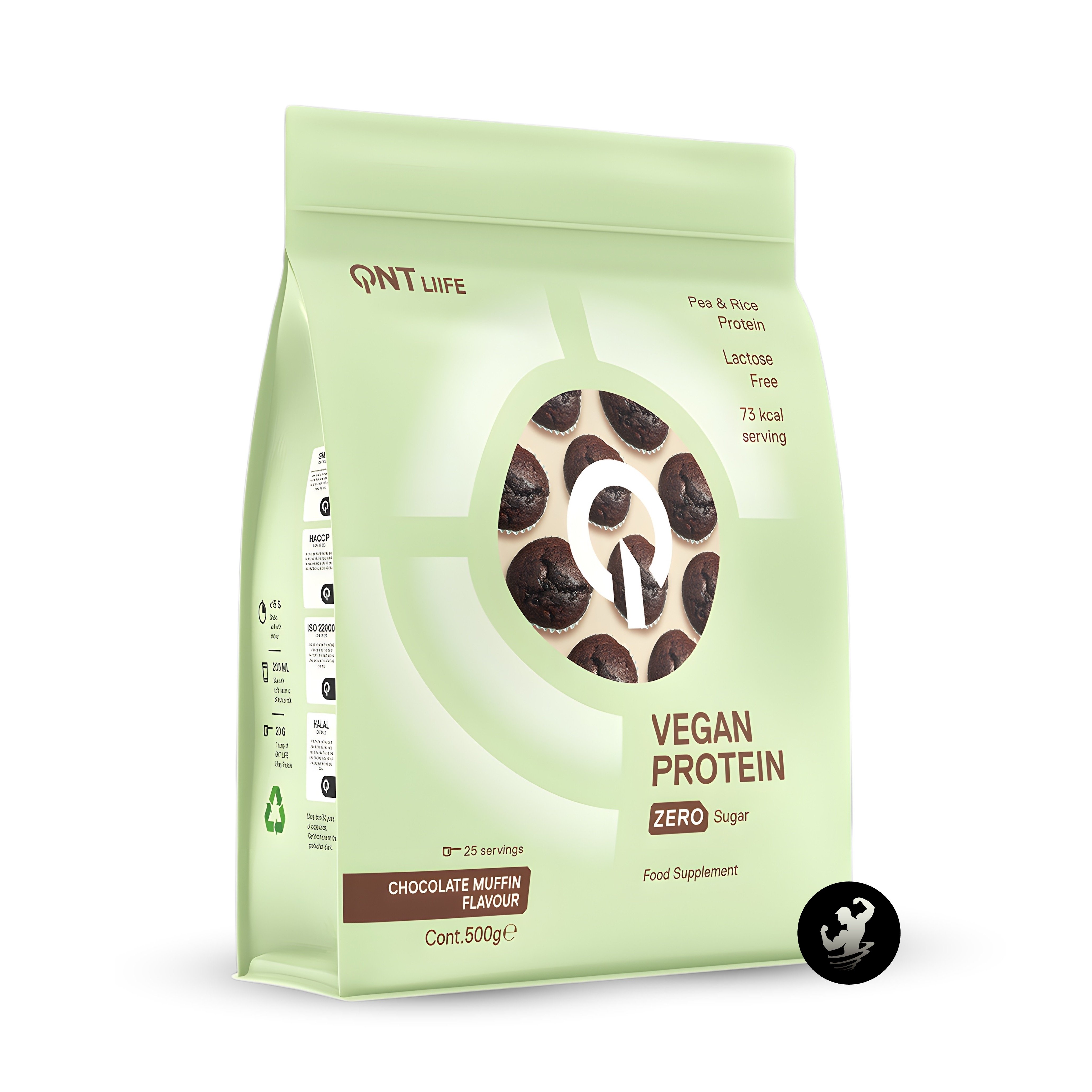 PROTEINA QNT VEGAN ZERO SUGAR | 500 GR - CHOCOLATE MUFFIN - 1