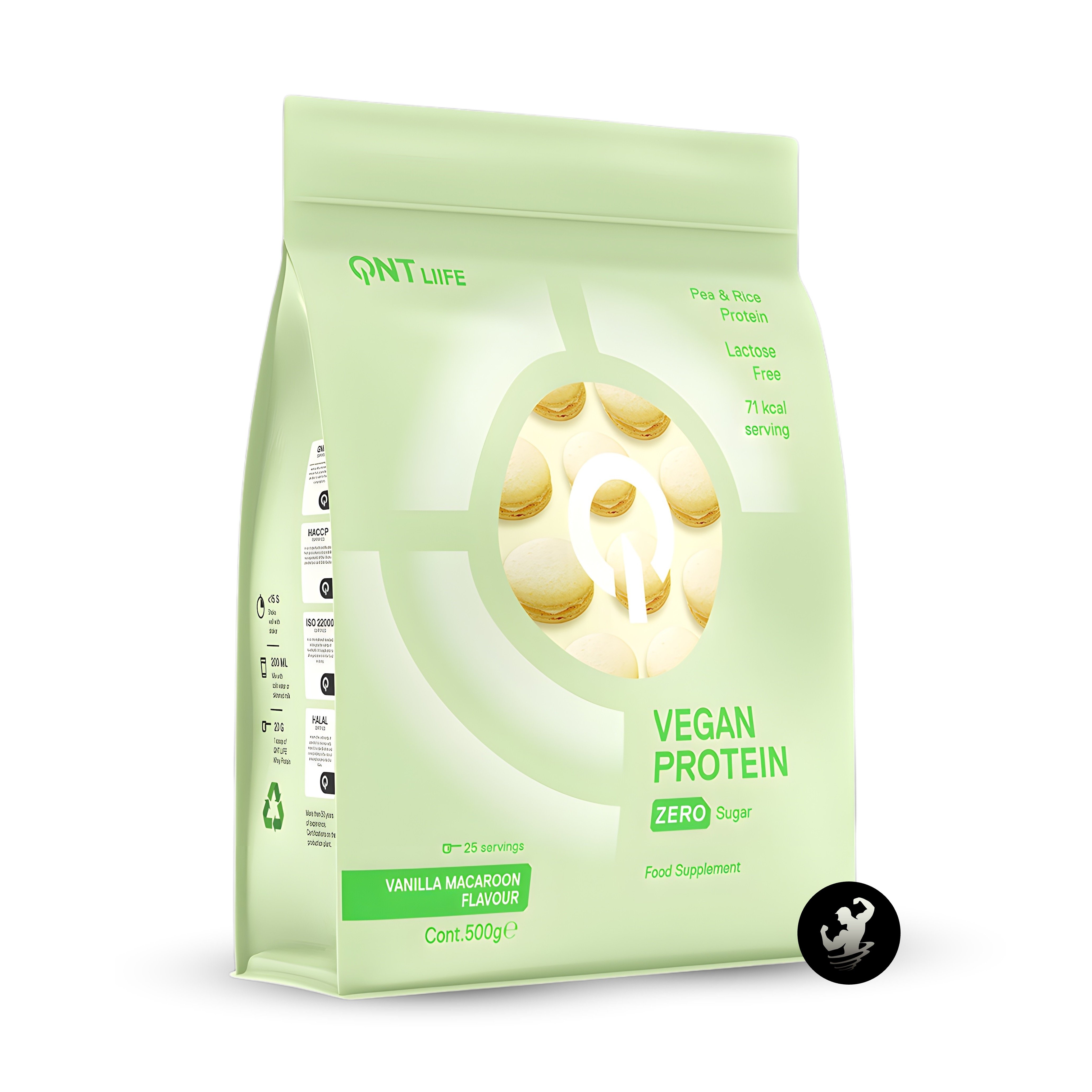 PROTEINA QNT VEGAN ZERO SUGAR | 500 GR - VANILLA MACAROON - 1