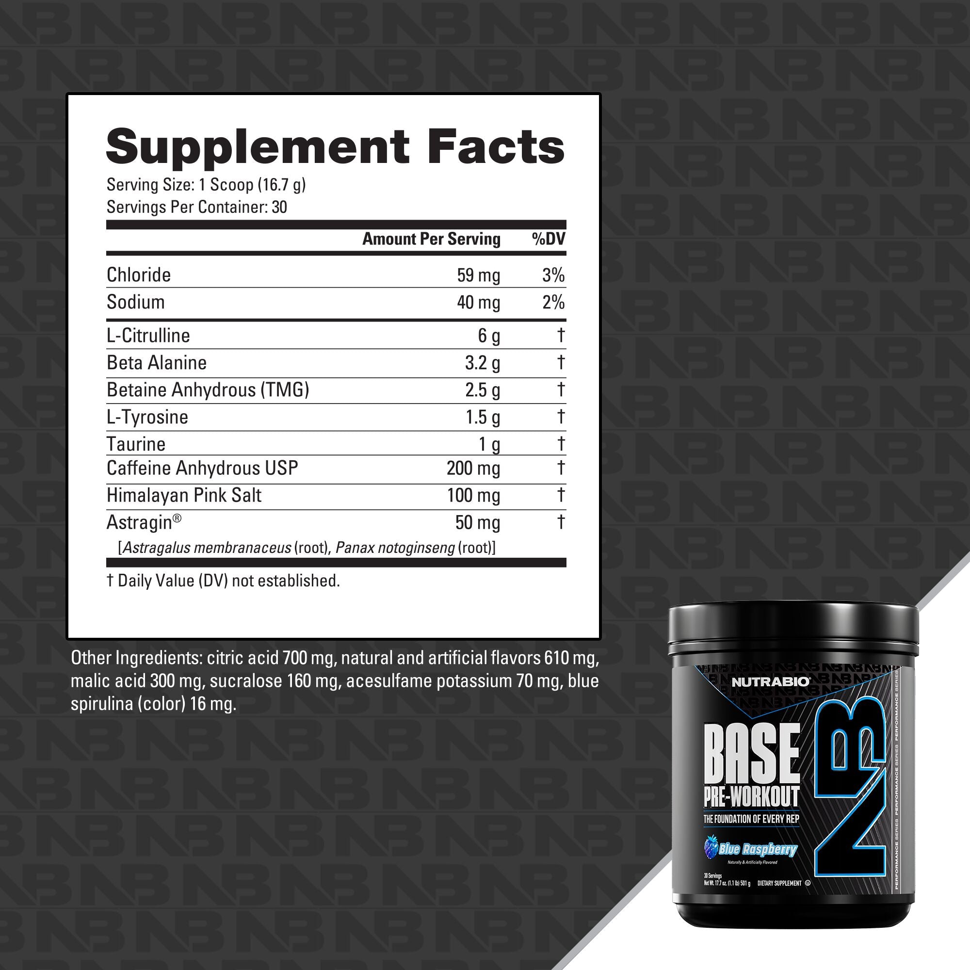 PRE ENTRENO BASE PRE WORKOUT NUTRABIO | 30 SERV - BLUE RASPBERRY - 2