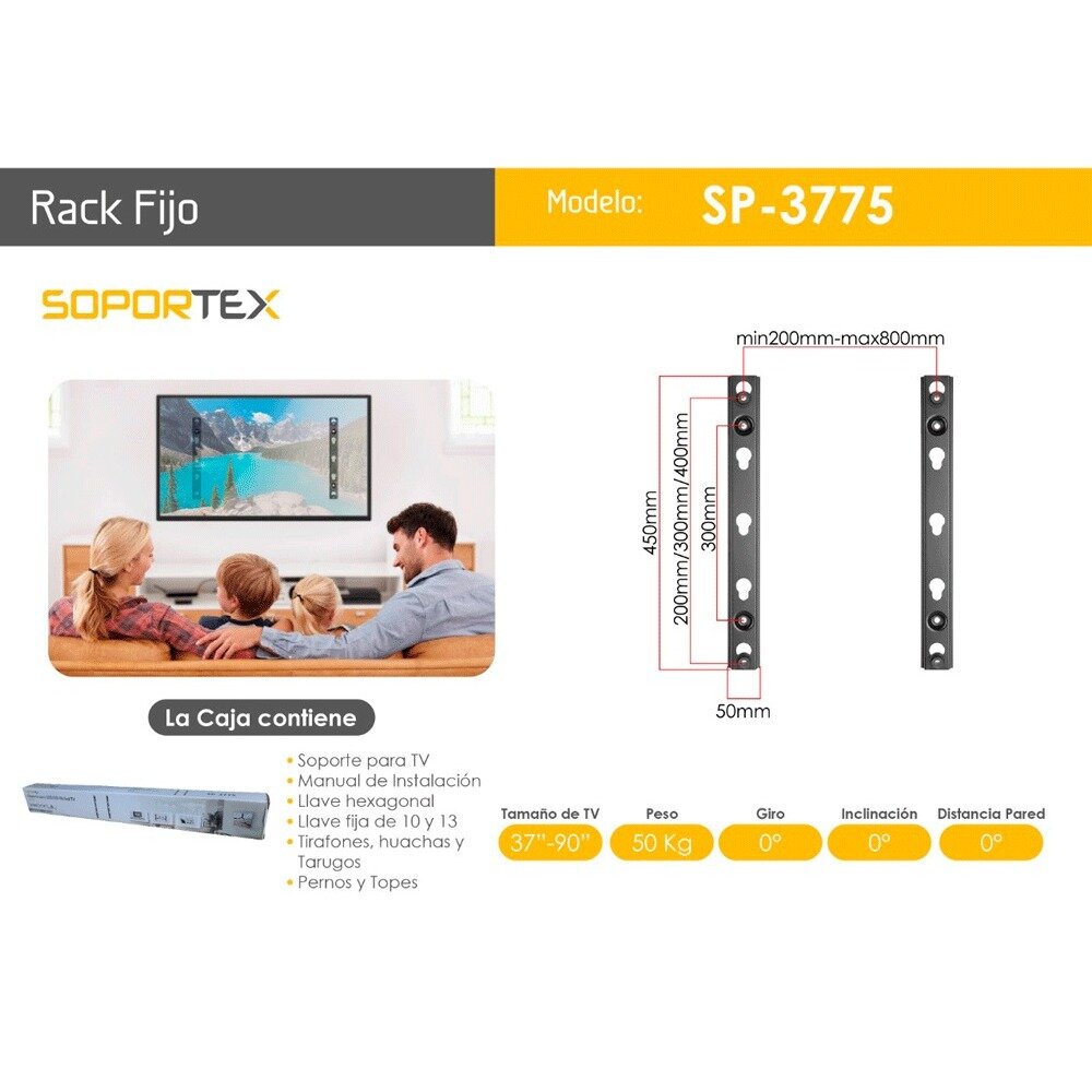 SOPORTEX RACK FIJO PARA TV SP-3775 - 1