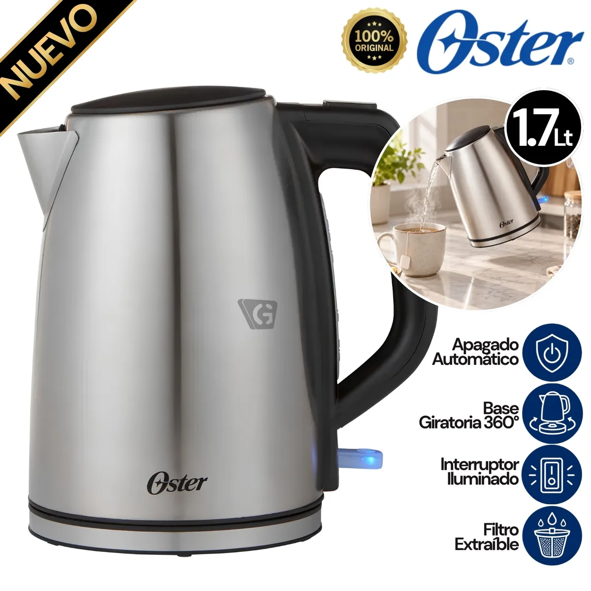 HERVIDOR ELÉCTRICO OSTER 1.7L BVSTKT673SS - 1