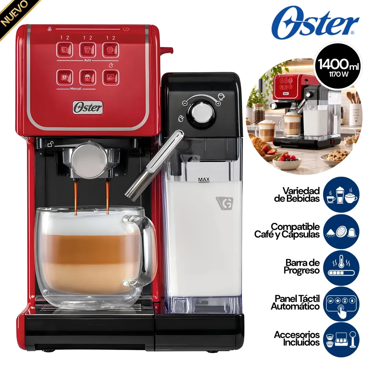 CAFETERA OSTER BVSTEM6801R PRIMALATTE TOUCH - 1