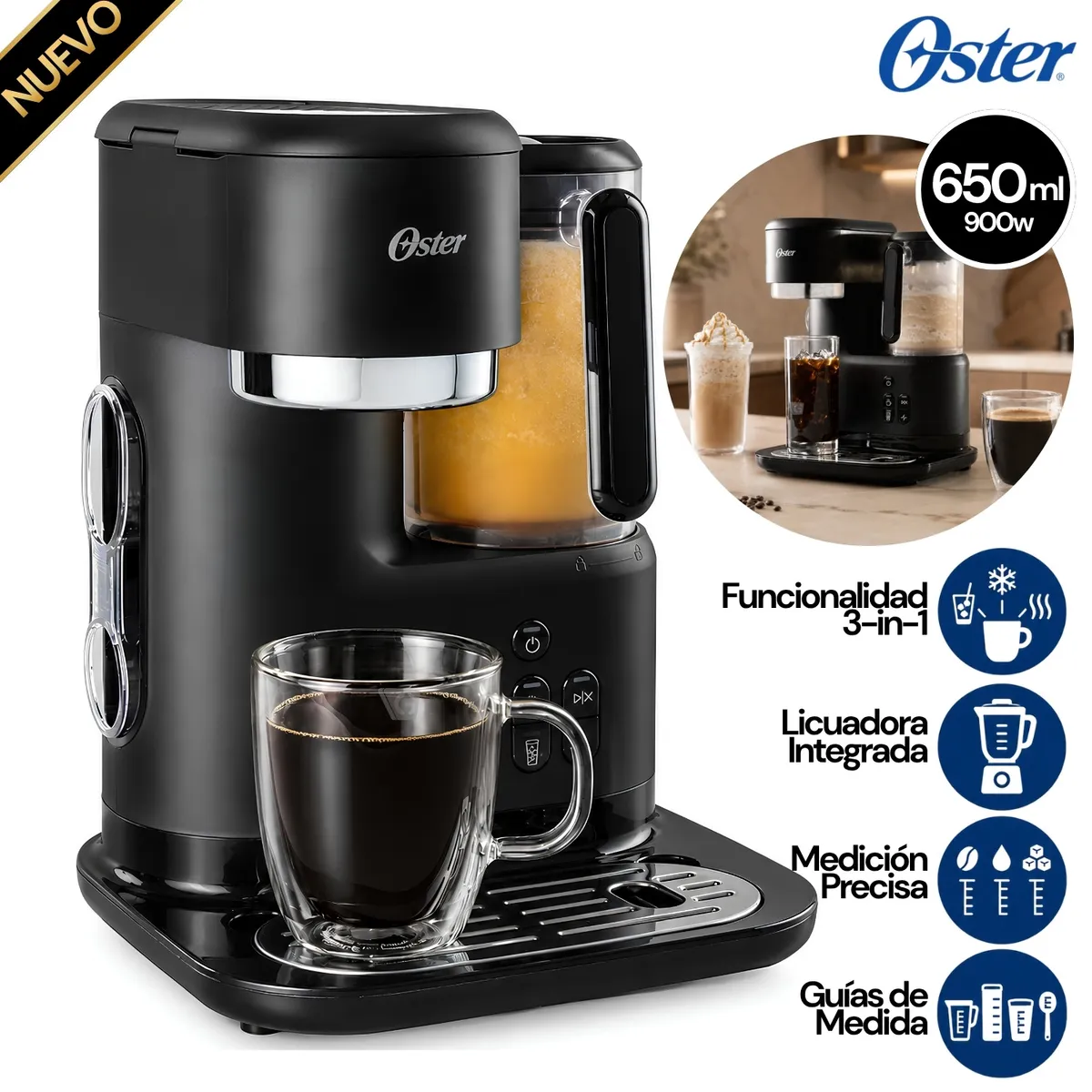 CAFETERA OSTER BVSTDC03B FRAPPÉ CON LICUADORA - 1