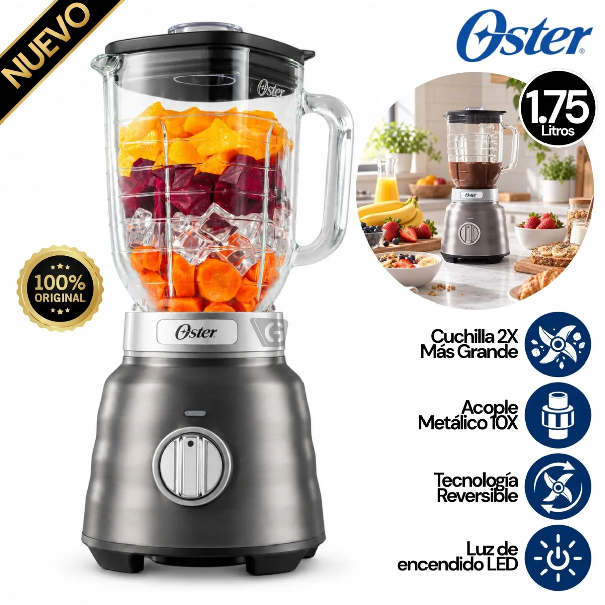 LICUADORA OSTER BLSTPBRGR IZER MAX CON TECNOLOGÍA MOTOR REVERSIBLE - 1