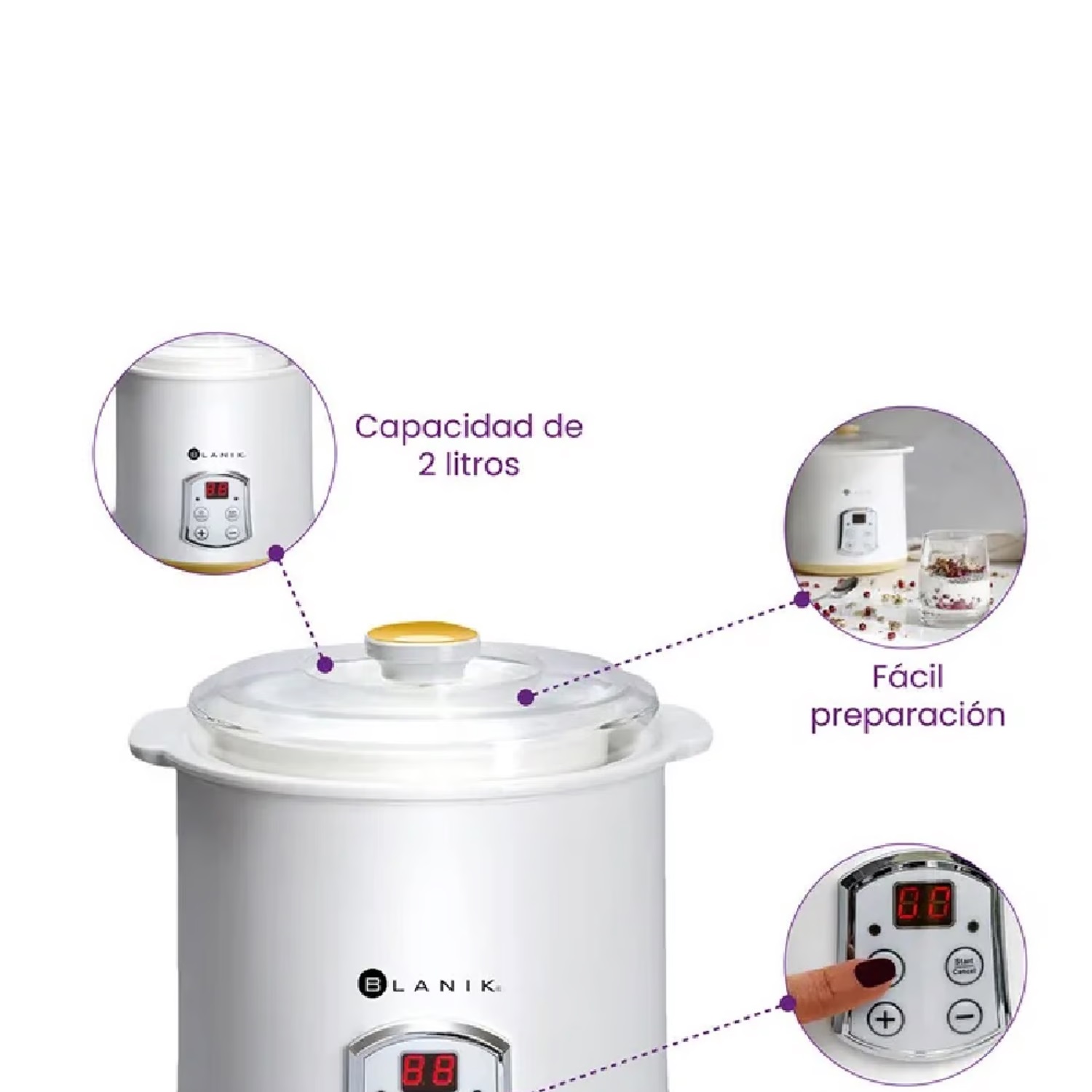 MAQUINA PARA HACER YOGURT PRO 20W BLANIK BYMP048 BLANCO - 4