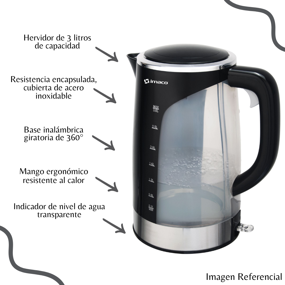 HERVIDOR ELÉCTRICO IMACO DE 3 LT DE 2200W - KE3000 - 5