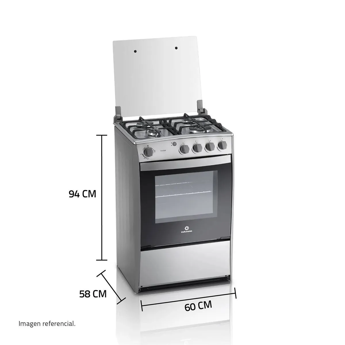 COCINA A GAS INDURAMA OLVERA QZ 4 QUEMADORES - CROMA - 3