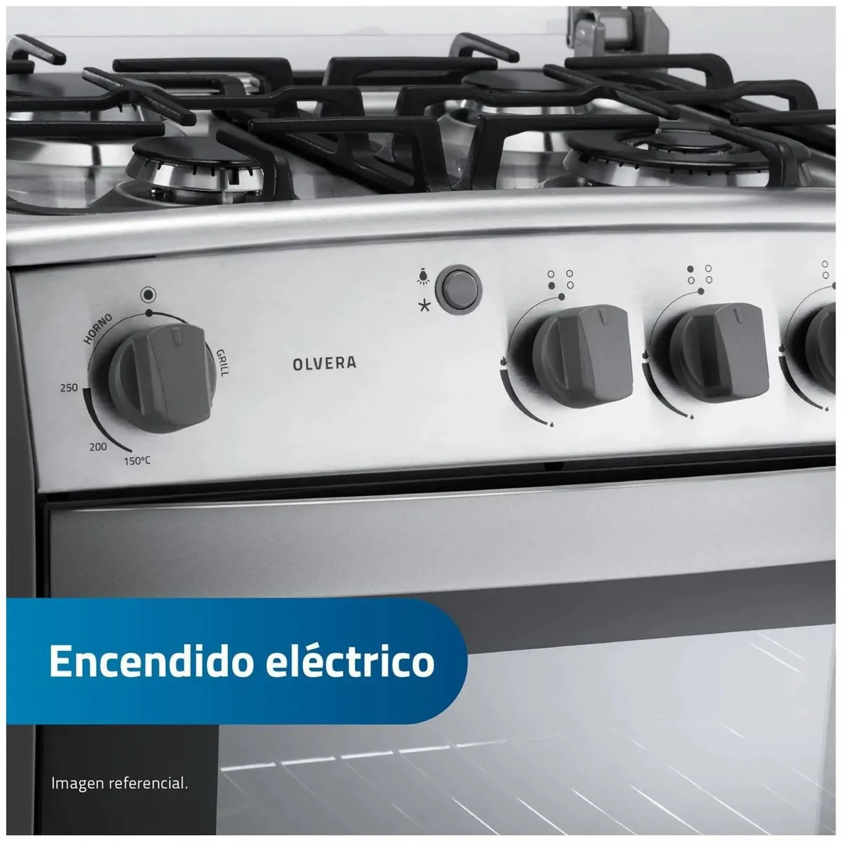 COCINA A GAS INDURAMA OLVERA QZ 4 QUEMADORES - CROMA - 5