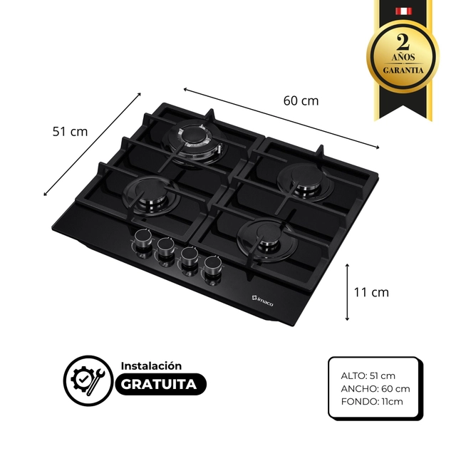 COCINA EMPOTRABLE GAS X4 QUEMADORES IENC60 IMACO - 4
