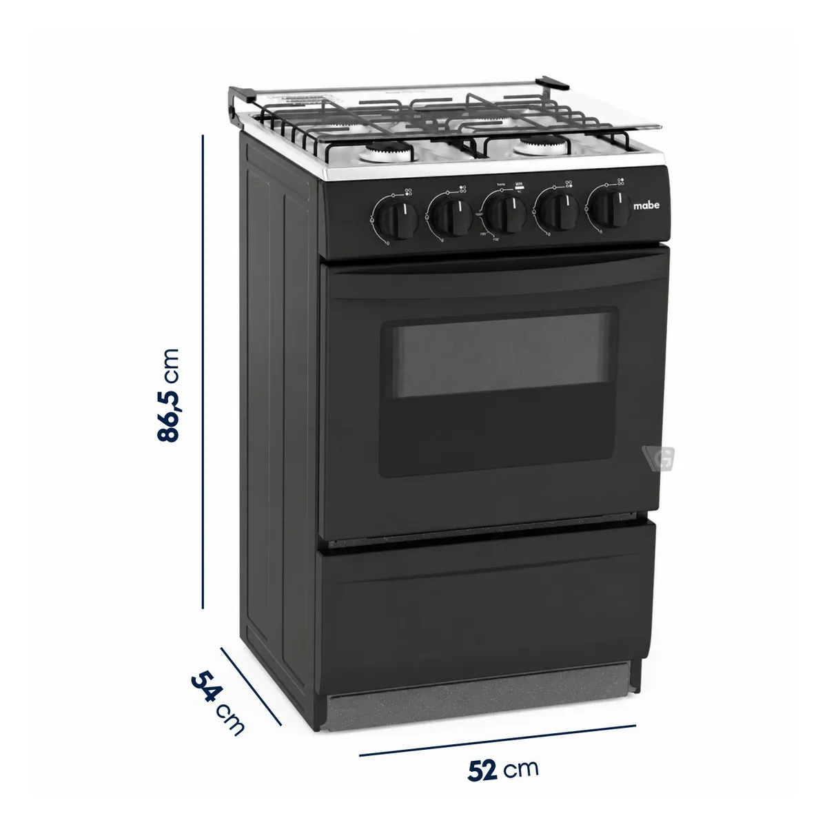 COCINA DE PISO A GAS 51 CM NEGRO MABE EMP2000AN0 + CAMPANA CMU6020PB0 60 CM - 4