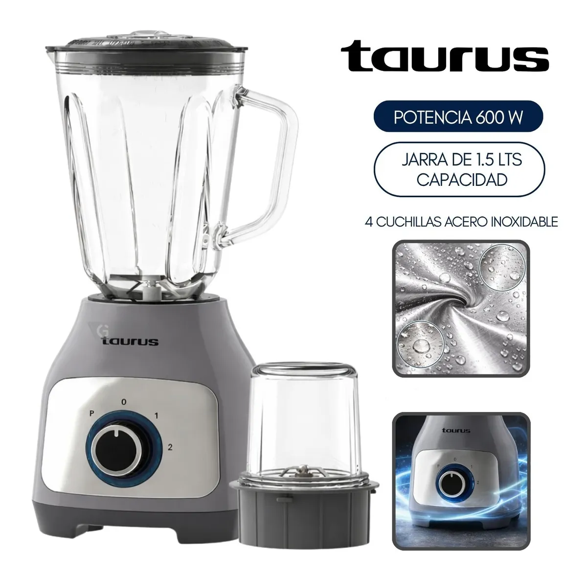 LICUADORA BLENDER TAURUS 600W MOD. SILVER PREMIUM - 3