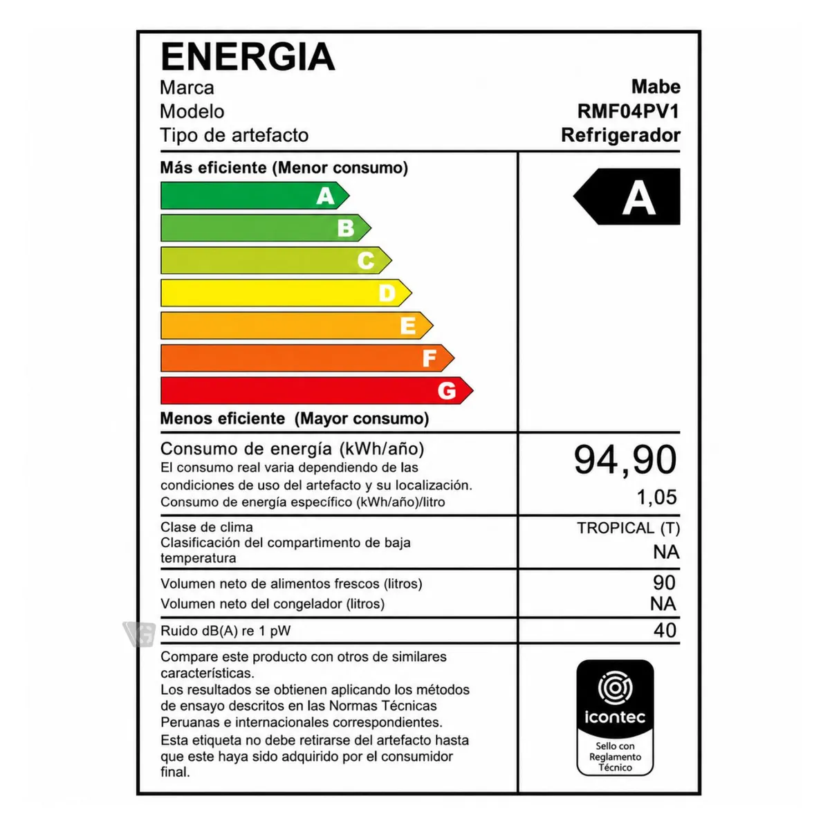 FRIGOBAR DE 90 L NEGRO MABE - RMF04PV1 - 7