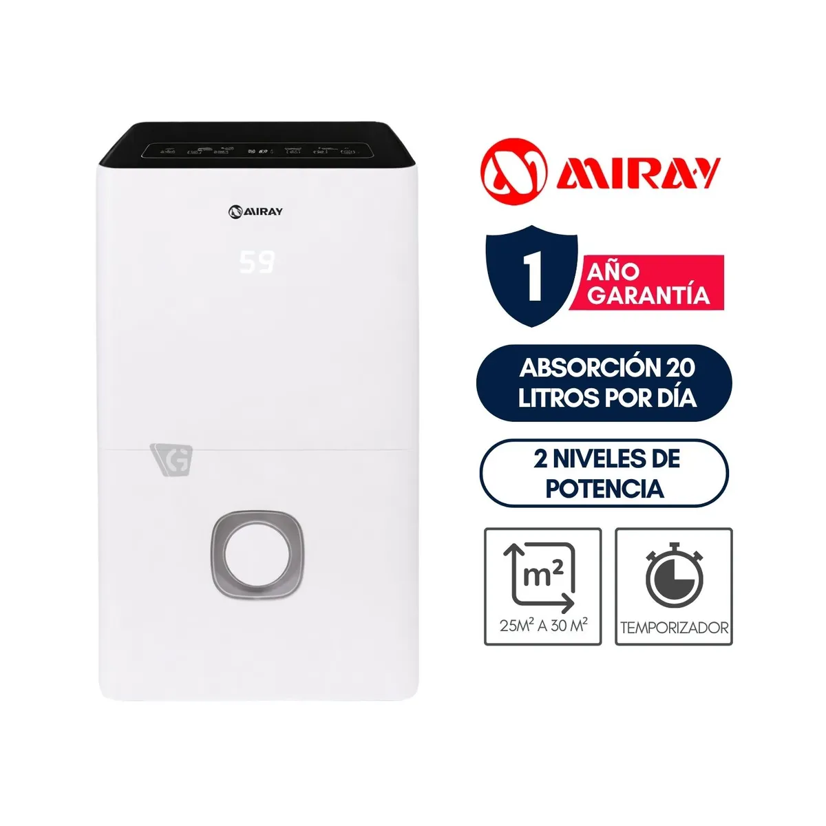 DESHUMEDECEDOR MIRAY DM-225W 4 L 25 A 30 M2 - 1